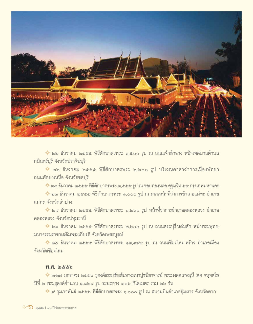 ประมวลพิธีตักบาตรพระปี ๒๕๕๕-๒๕๕๖ 48 ปี วัดพระธรรมกาย : MISSIONS FOR PEACE (ปฏิบัติการเพื่อสันติภาพ) หน้า 134