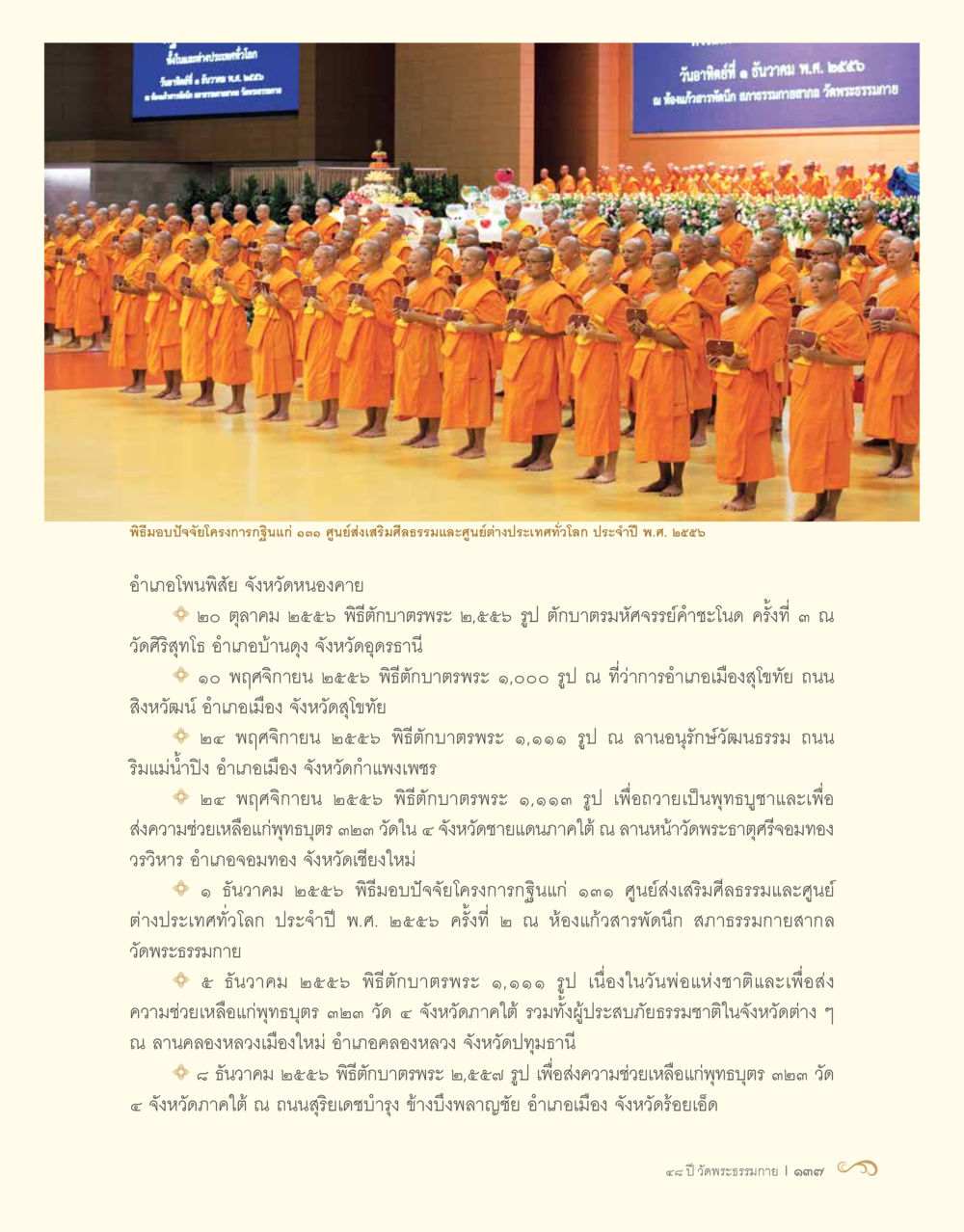 พิธีมอบปัจจัยโครงการกฐินประจำปี พ.ศ. ๒๕๕๕ 48 ปี วัดพระธรรมกาย : MISSIONS FOR PEACE (ปฏิบัติการเพื่อสันติภาพ) หน้า 139