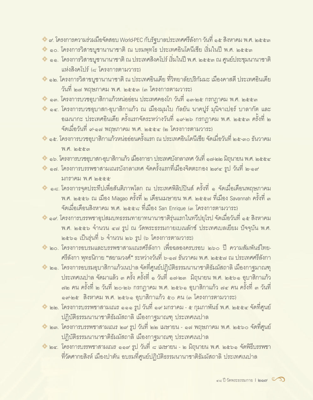 โครงการความร่วมมือและกิจกรรมทางศาสนาที่ประเทศศรีลังกา 48 ปี วัดพระธรรมกาย : MISSIONS FOR PEACE (ปฏิบัติการเพื่อสันติภาพ) หน้า 219