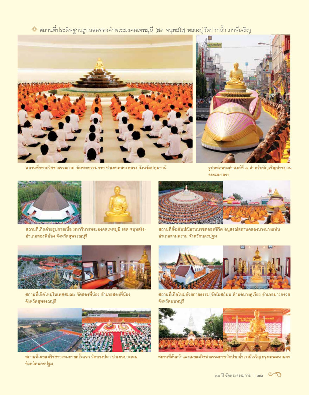 สถานที่ประกอบพิธีธรรมกายและวัดสำคัญ 48 ปี วัดพระธรรมกาย : MISSIONS FOR PEACE (ปฏิบัติการเพื่อสันติภาพ) หน้า 33