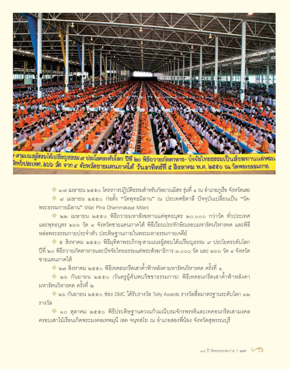 เหตุการณ์สำคัญของวัดพระธรรมภายในมิลาน 48 ปี วัดพระธรรมกาย : MISSIONS FOR PEACE (ปฏิบัติการเพื่อสันติภาพ) หน้า 91