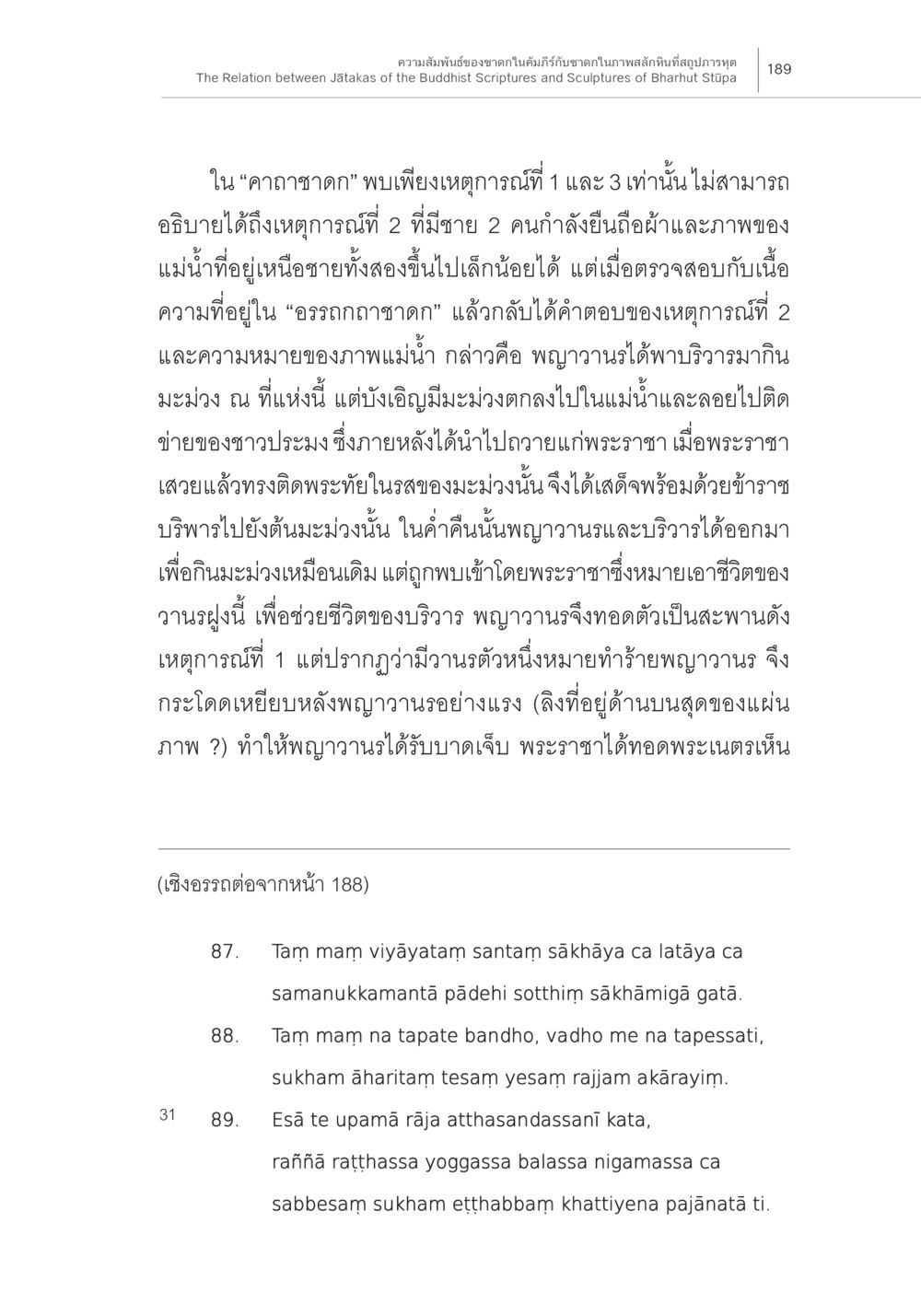 คาถาชาดก: การค้นพบเหตุการณ์ในเรื่องราว ความสัมพันธ์ของชาดกในคัมภีร์กับชาดก ในภาพสลักหินที่สถูปภารหุต หน้า 23
