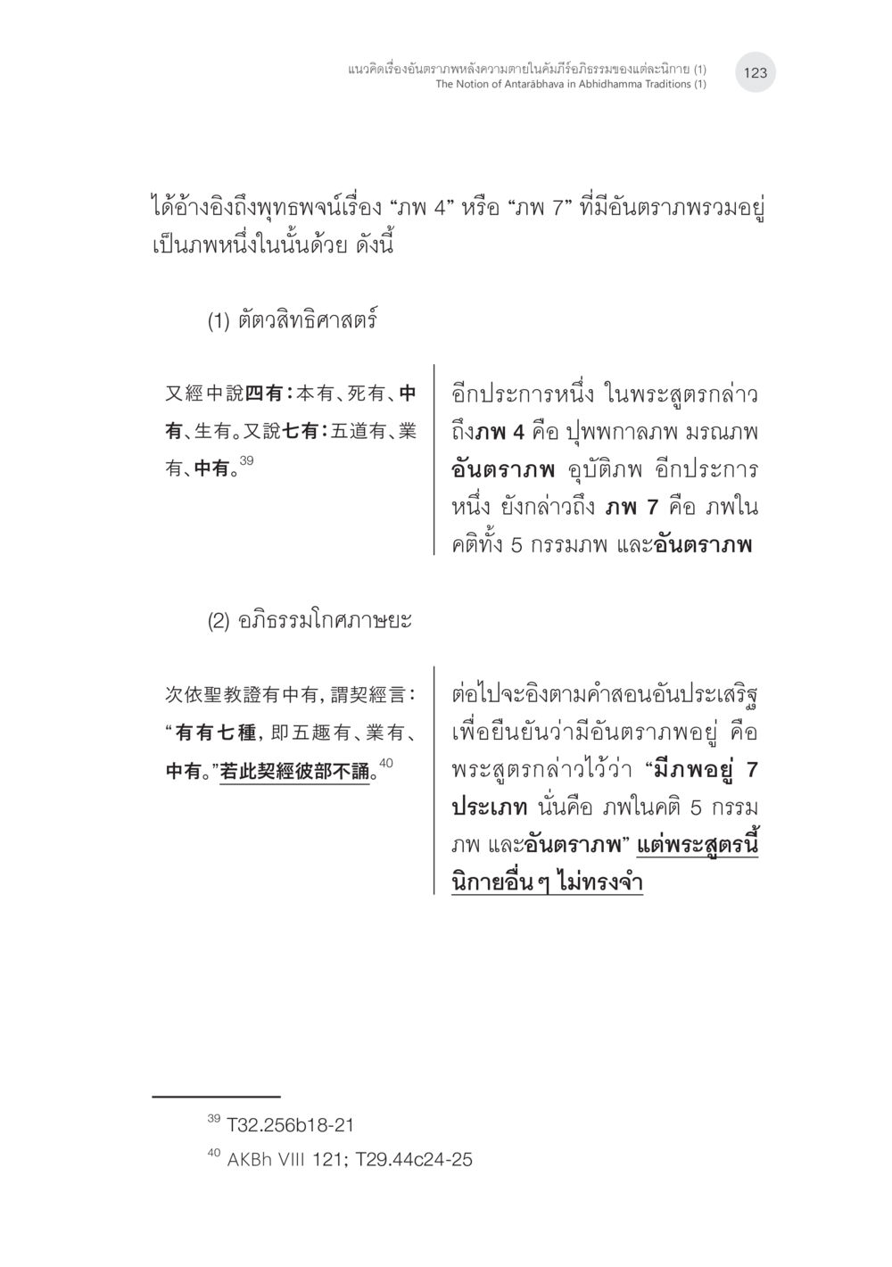 แนวคิดเรื่องอันตราภาพในคัมภีร์อธิกรรมนิกายต่างๆ แนวคิดเรื่องอันตราภพหลังความตาย ในคัมภีร์อภิธรรมของแต่ละนิกาย (1) หน้า 21
