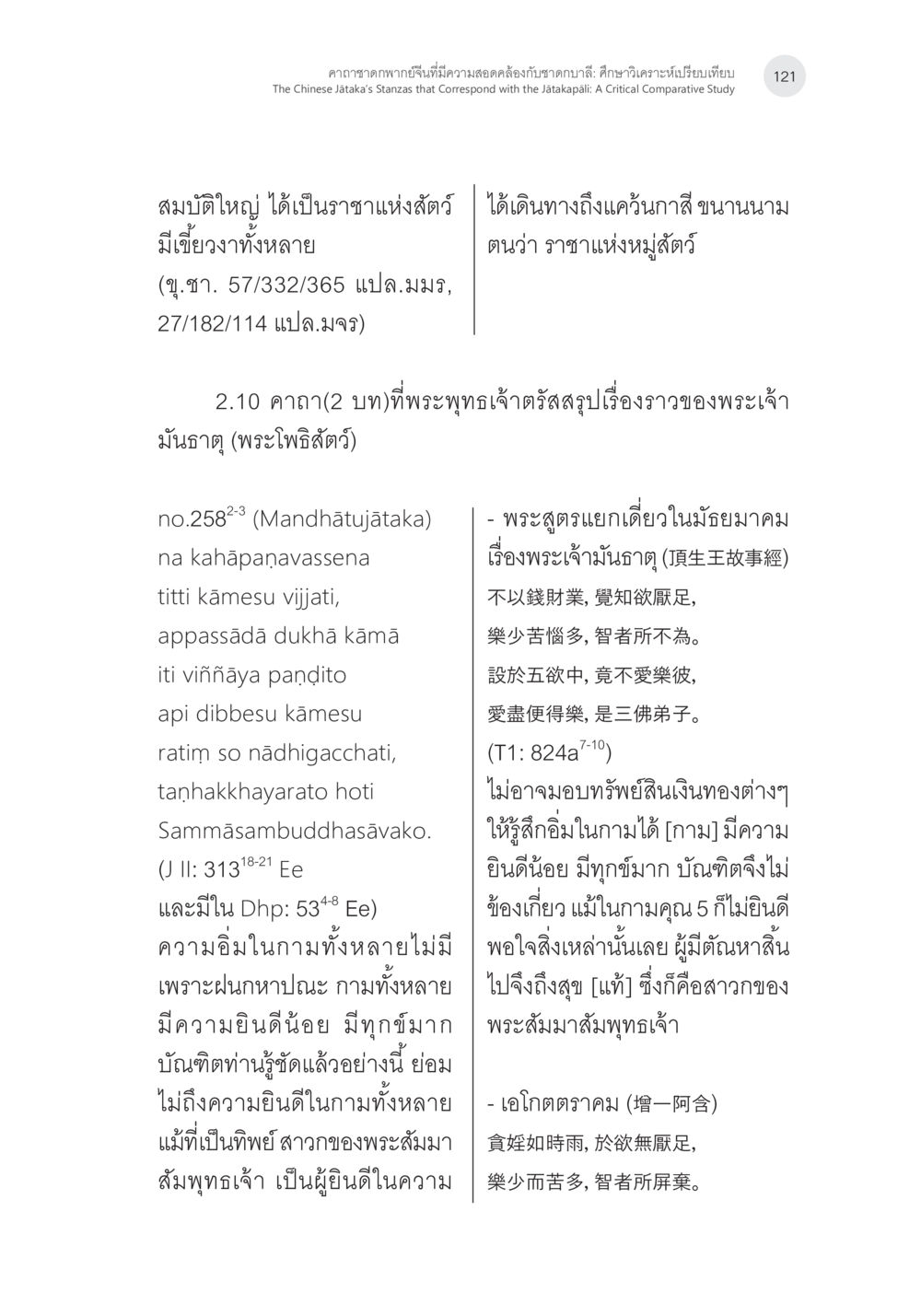 พระเจ้า มันฑตุ และความไม่พอใจในกาม คาถาชาดกพากย์จีนที่มีความสอดคล้องกับชาดกบาลี: ศึกษาวิเคราะห์เปรียบเทียบ หน้า 22