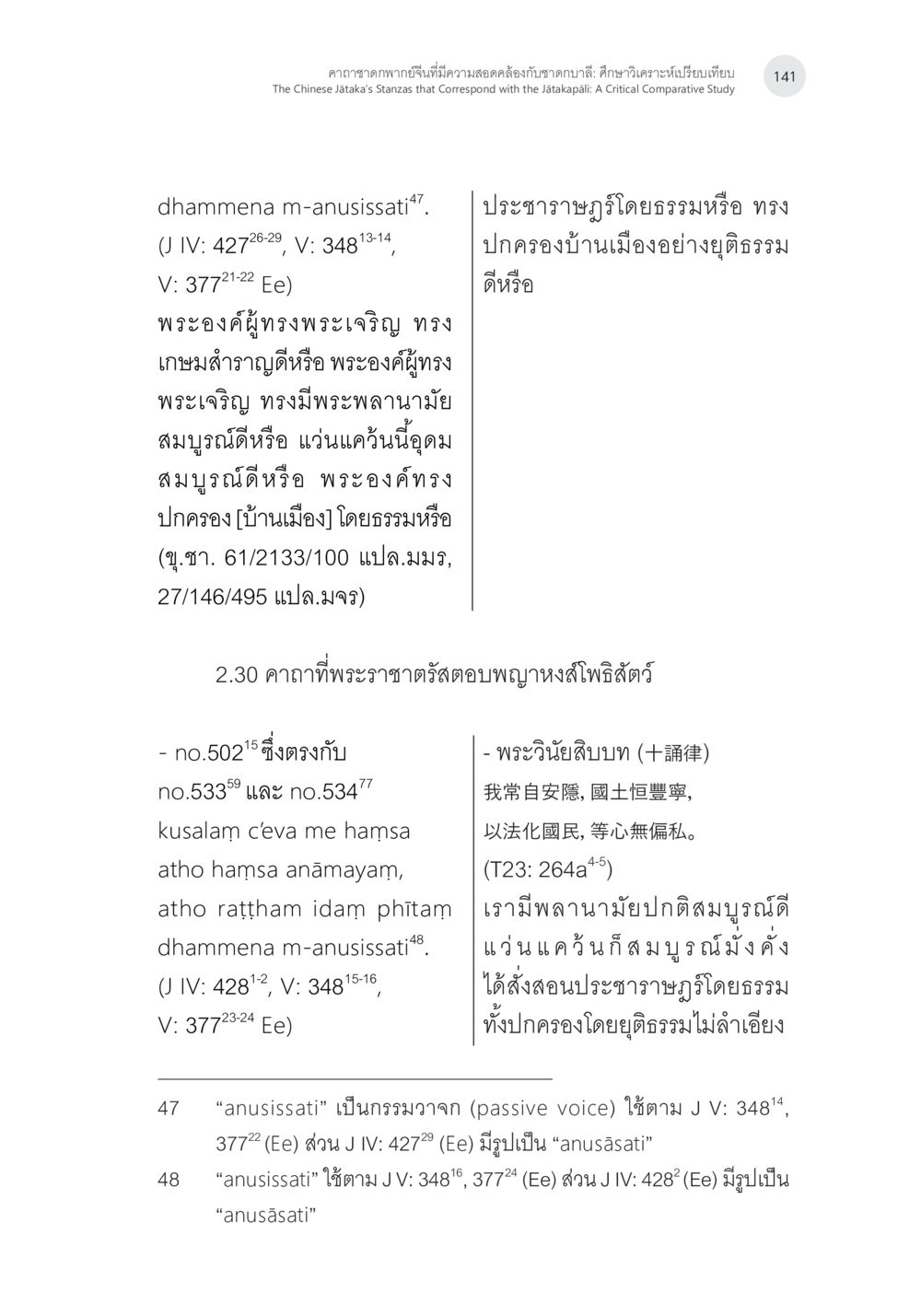 การปกครองโดยธรรม คาถาชาดกพากย์จีนที่มีความสอดคล้องกับชาดกบาลี: ศึกษาวิเคราะห์เปรียบเทียบ หน้า 42