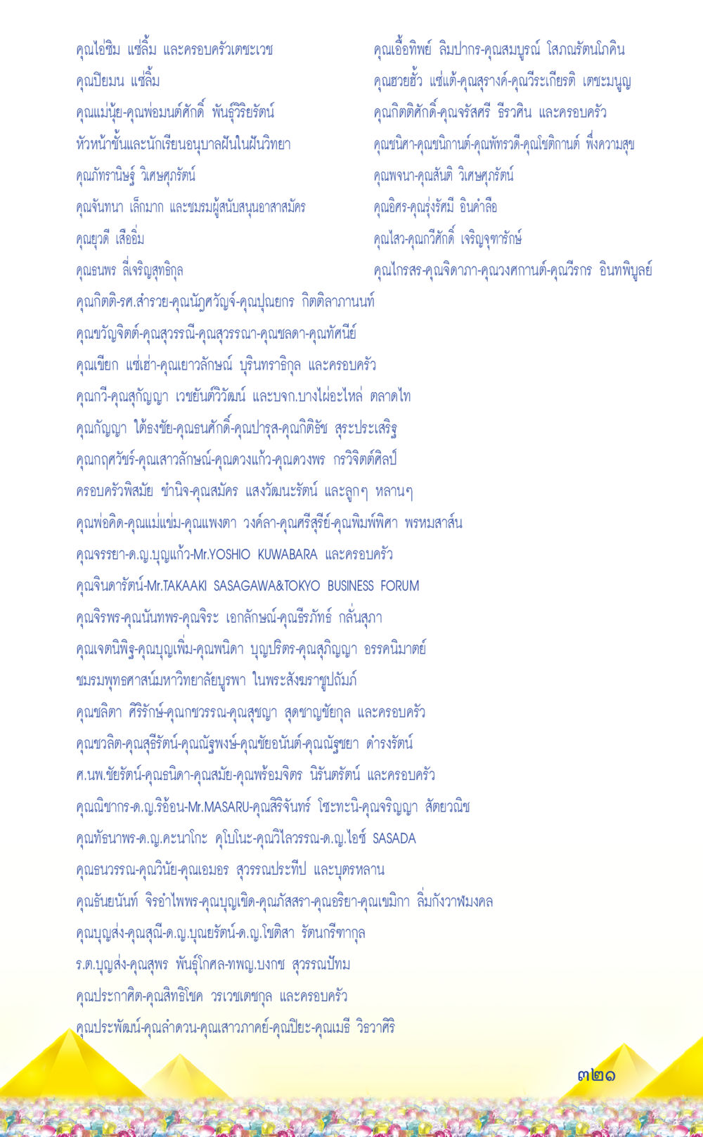 รายชื่อผู้มีส่วนร่วมในพระสังฆภูมิ manda ที่นี่มีคำตอบ เล่ม 2  หน้า 321