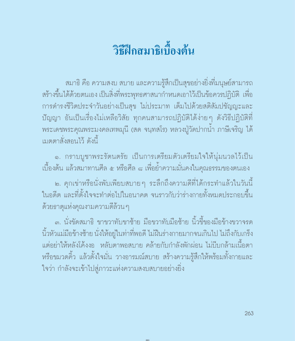 วิธีฝึกสมาธิเบื้องต้น คำไม่เล็กของคุณครูไม่ใหญ่ ฉบับ DMC Cartoon เล่ม 1 หน้า 263