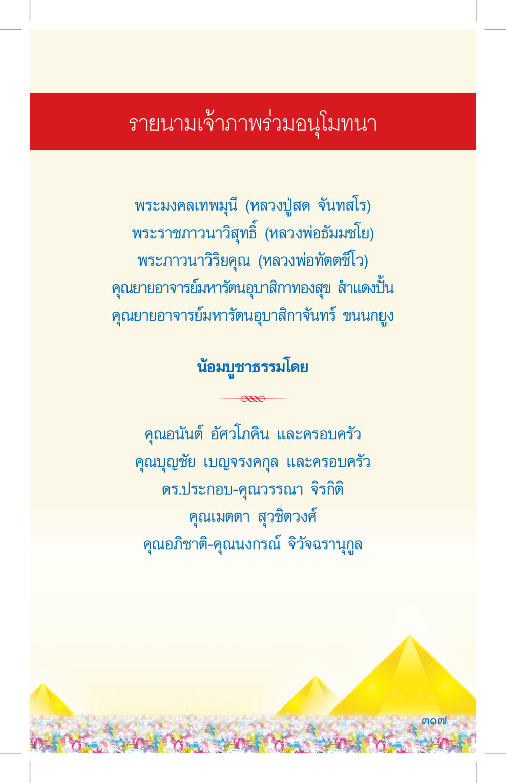 รายนามเจ้าภาพร่วมอนุโมทนา ที่นี่มีคำตอบ เล่ม 4 หน้า 317