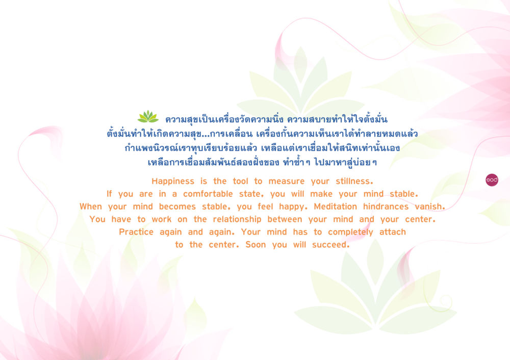 ความสุขและความนิ่งในจิตใจ ยิ่งหยุดยิ่งนิ่ง ยิ่งดิ่งไม่หยุด เล่ม 3 หน้า 113