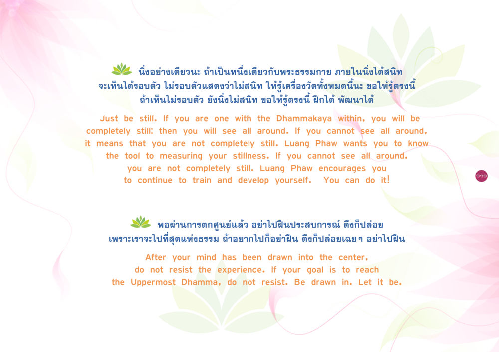 การฝึกอยู่กับธรรมกาย ยิ่งหยุดยิ่งนิ่ง ยิ่งดิ่งไม่หยุด เล่ม 3 หน้า 115