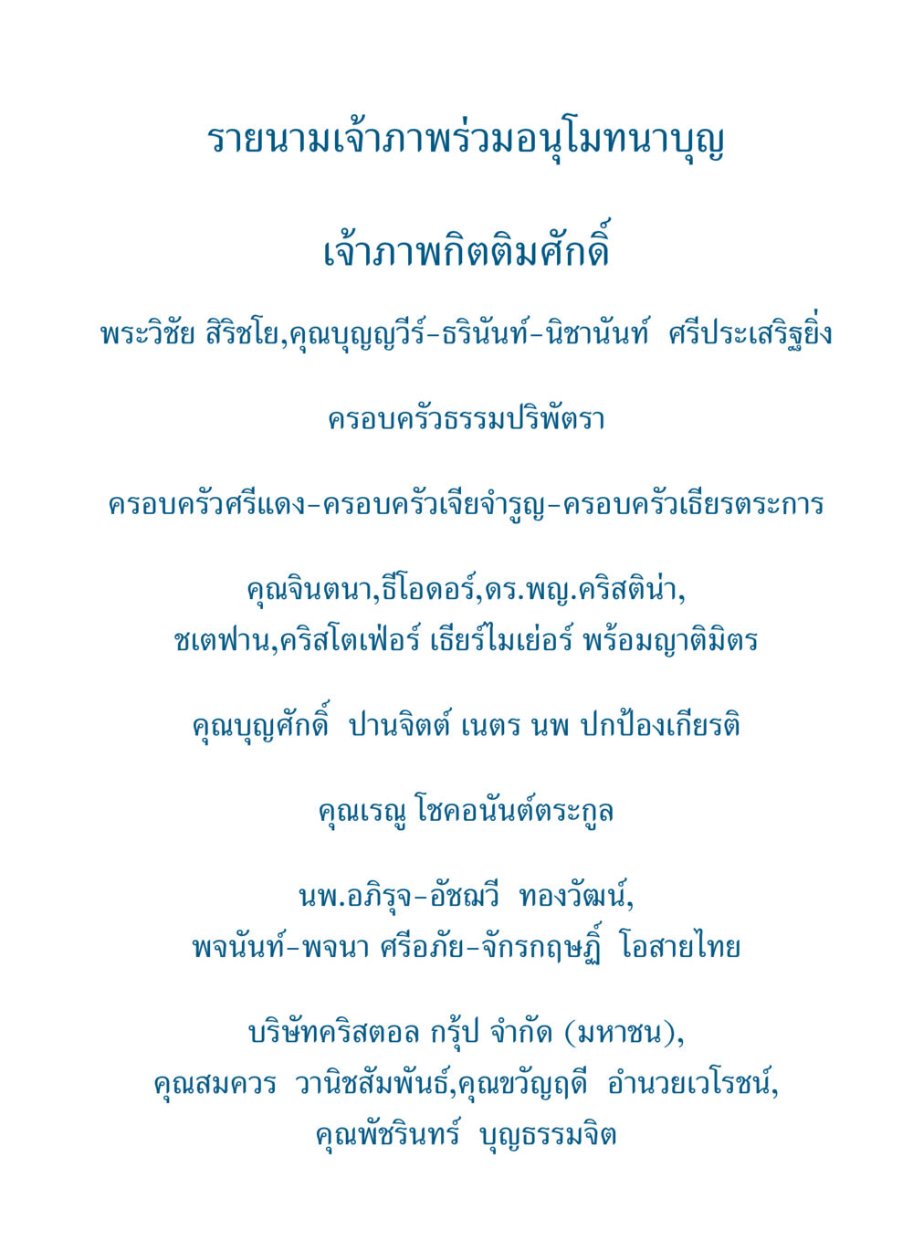 รายนามเจ้าภาพร่วมอนุโมทนาบุญ ยิ่งหยุด ยิ่งเร็ว ยิ่งง่ายมาก English version หน้า 120