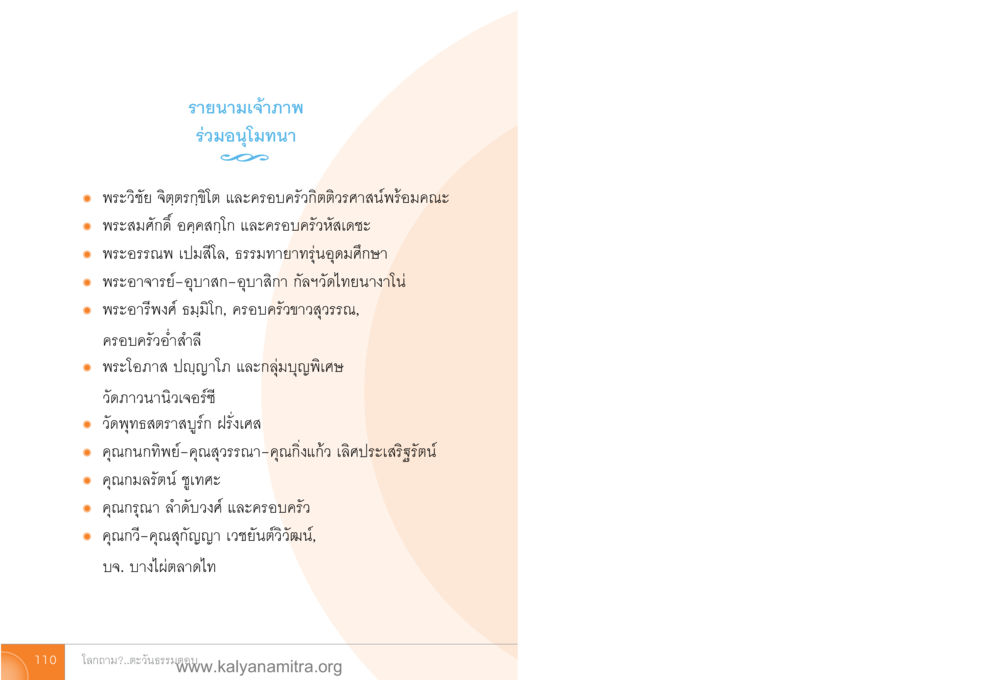 รายนามเจ้าภาพร่วมอนุโมทนา โลกถามตะวันตอบ หน้า 109
