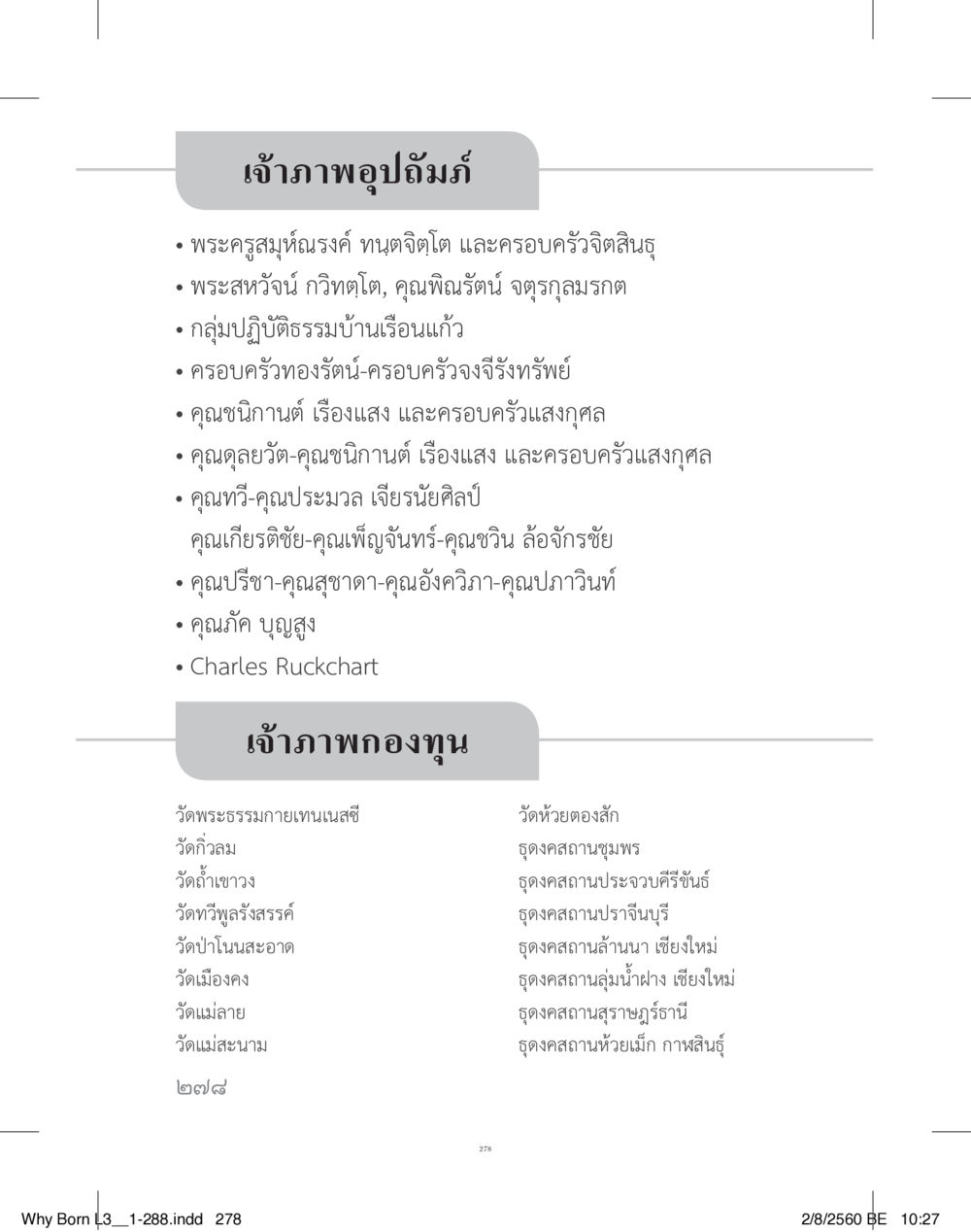 เจ้าภาพอุปถัมภ์และกองทุน สร้างบารมี (คำมินิ) เล่ม 3  หน้า 279