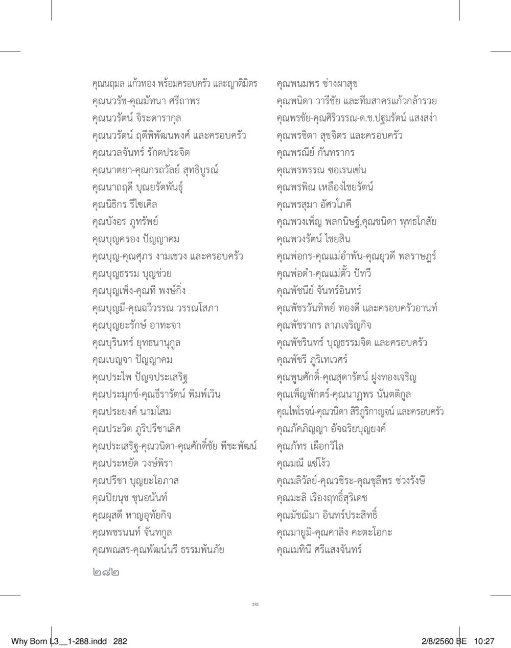 รายชื่อและครอบครัวผู้มีเกียรติ สร้างบารมี (คำมินิ) เล่ม 3  หน้า 283