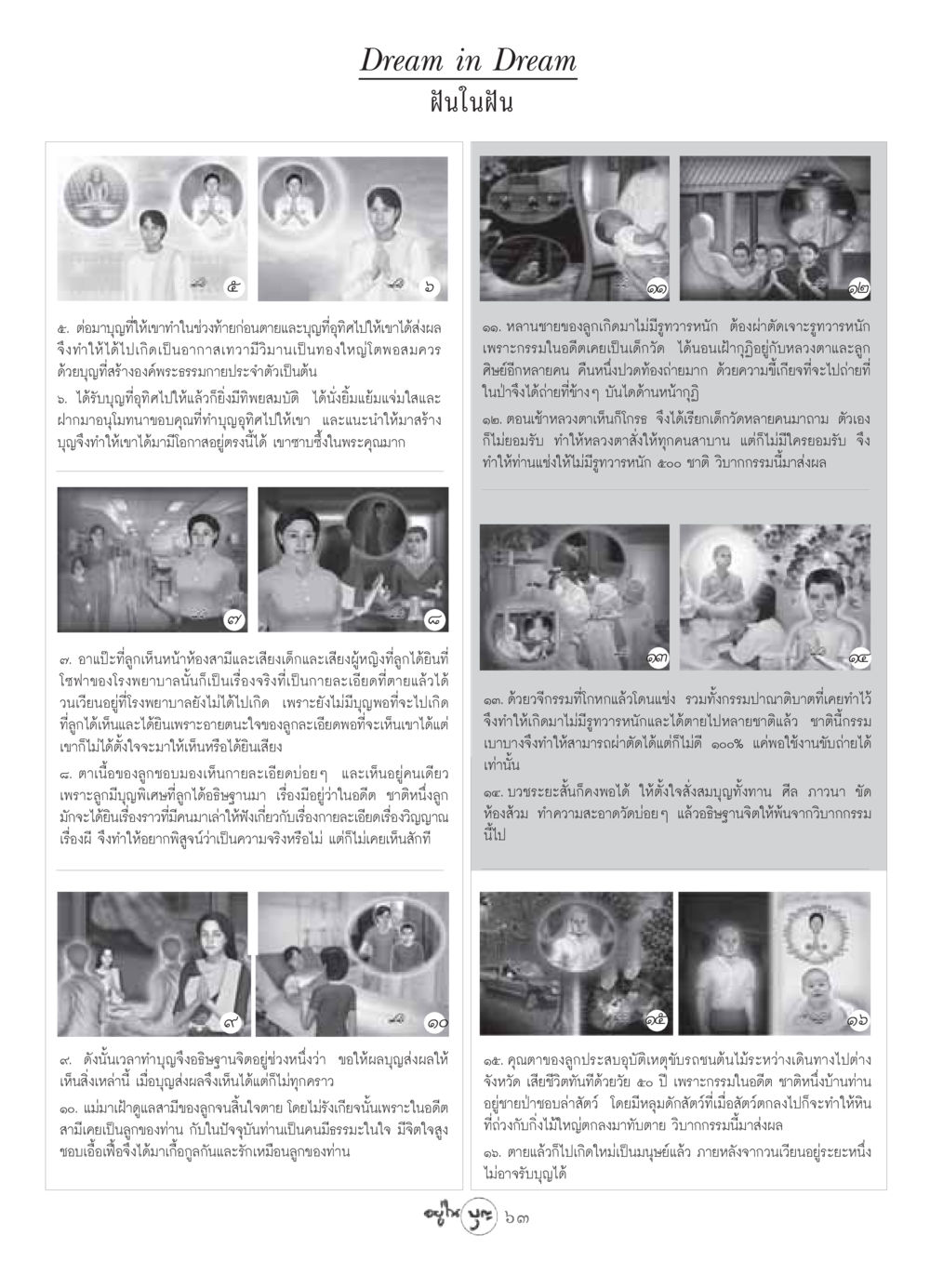 ฝันในฝัน: ความจริงของบุญและกรรม วารสารอยู่ในบุญ ประจำเดือน พฤษภาคม พ.ศ.2549 หน้า 65