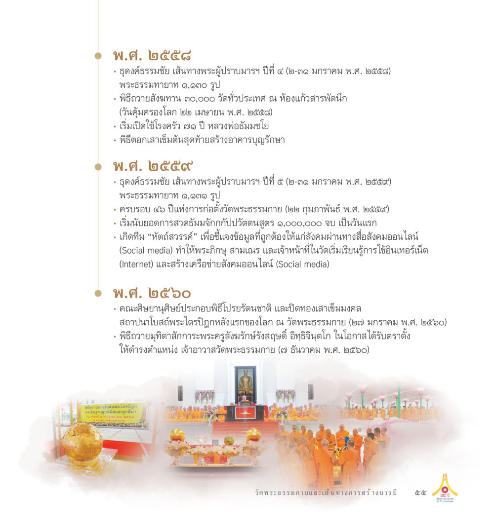 เหตุการณ์สำคัญในประวัติศาสตร์วัดพระธรรมกาย 55ปี วัดพระธรรมกาย หน้า 56