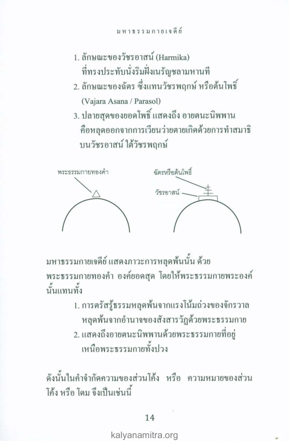 มหาวิทยากายเจติย์ และการแสดงภาวะของพระธรรมกายทองคำ พระมหาธรรมกายเจดีย์ หน้า 13
