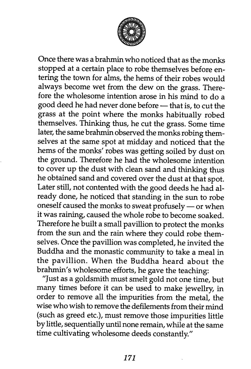 The Wholesome Deeds of the Brahmin The Buddha’s First Teaching หน้า 173