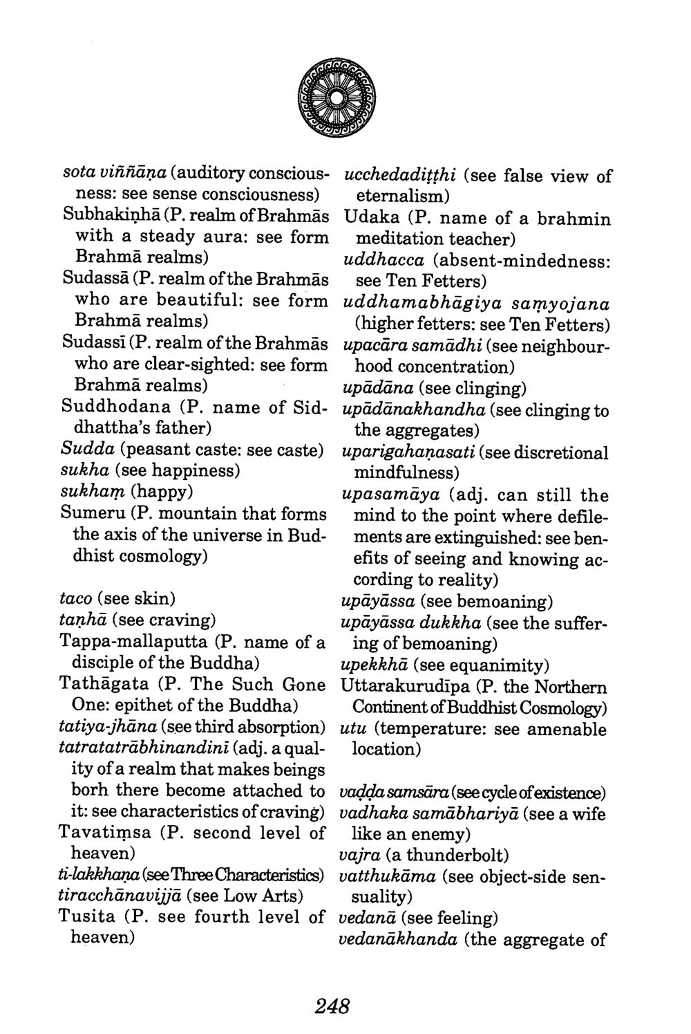 Glossary of Buddhist Terms The Buddha’s First Teaching หน้า 248
