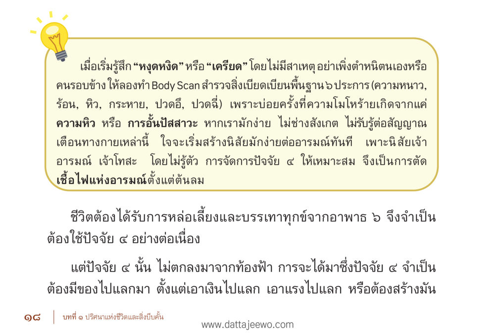 การจัดการอารมณ์เมื่อเครียดหรือหมดหงิด รื้อฟื้นนิสัย แก้ไขปัญหาชีวิต พิชิตปัญหาโลก หน้า 18