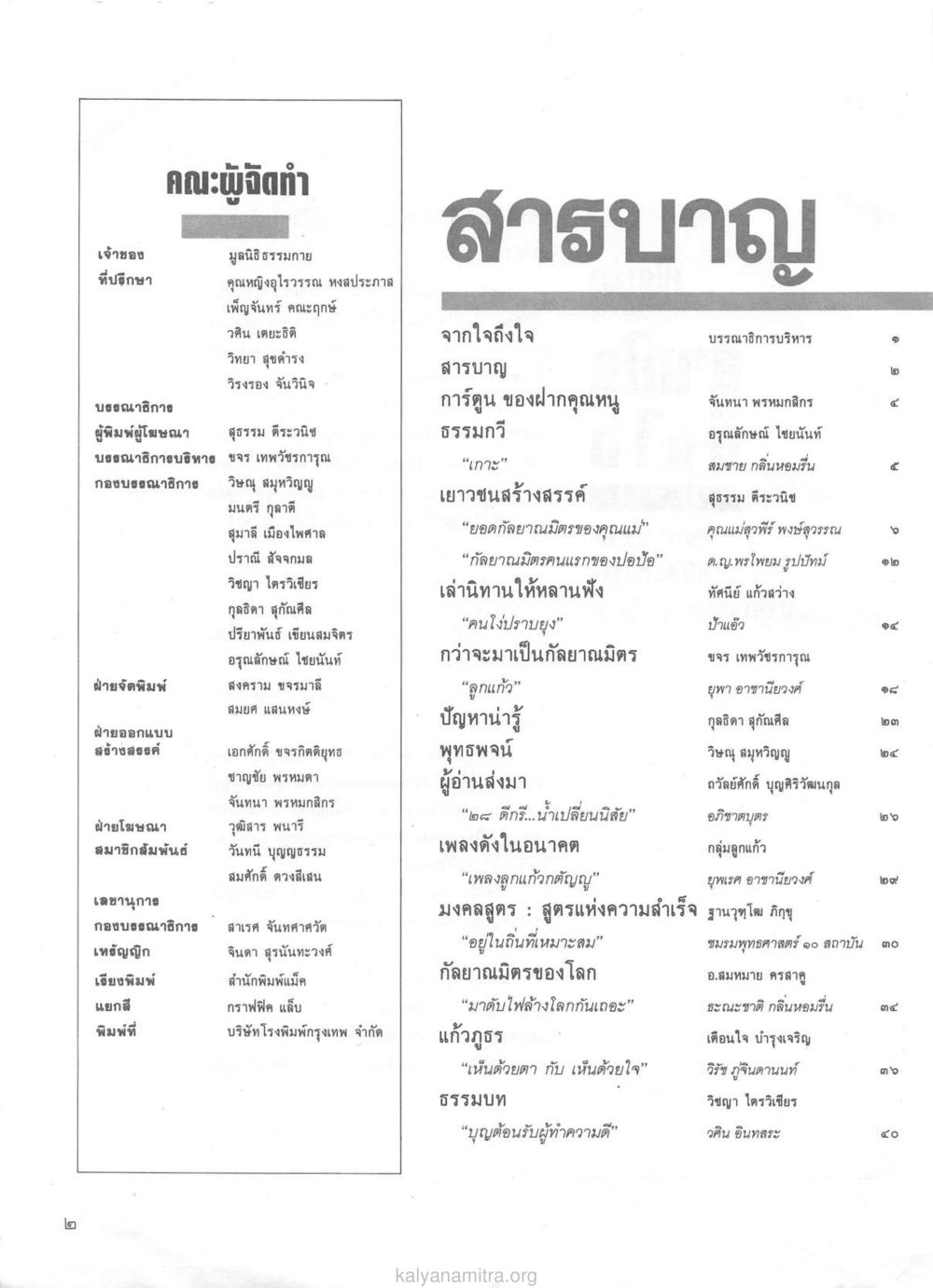 ข้อมูลผู้จัดทำและบรรณาธิการ วารสารกัลยาณมิตร ปี 2529 ฉบับที่ 1 เดือนมกราคม หน้า 14