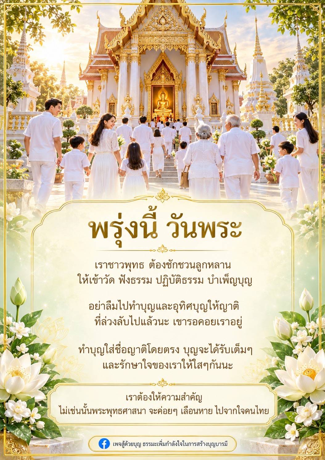 ชักชวนลูกหลานเข้าวัด ทำบุญในวันพระ