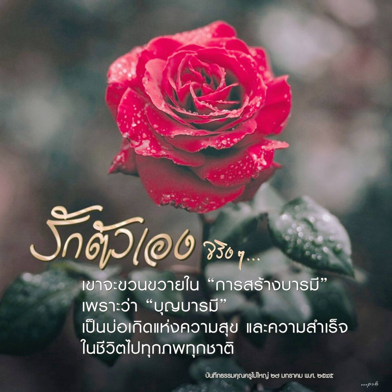 เขาจะขวนขวายใน 'การสร้างบารมี' เพราะว่า 'บุญบารมี' เป็นบ่อเกิดแห่งความสุขและความสำเร็จในชีวิตไปทุกภพทุกชาติ บันทึกธรรมคุณครูไม่ใหญ่ ๒๗ มกราคม พ.ศ. ๒๕๔๕