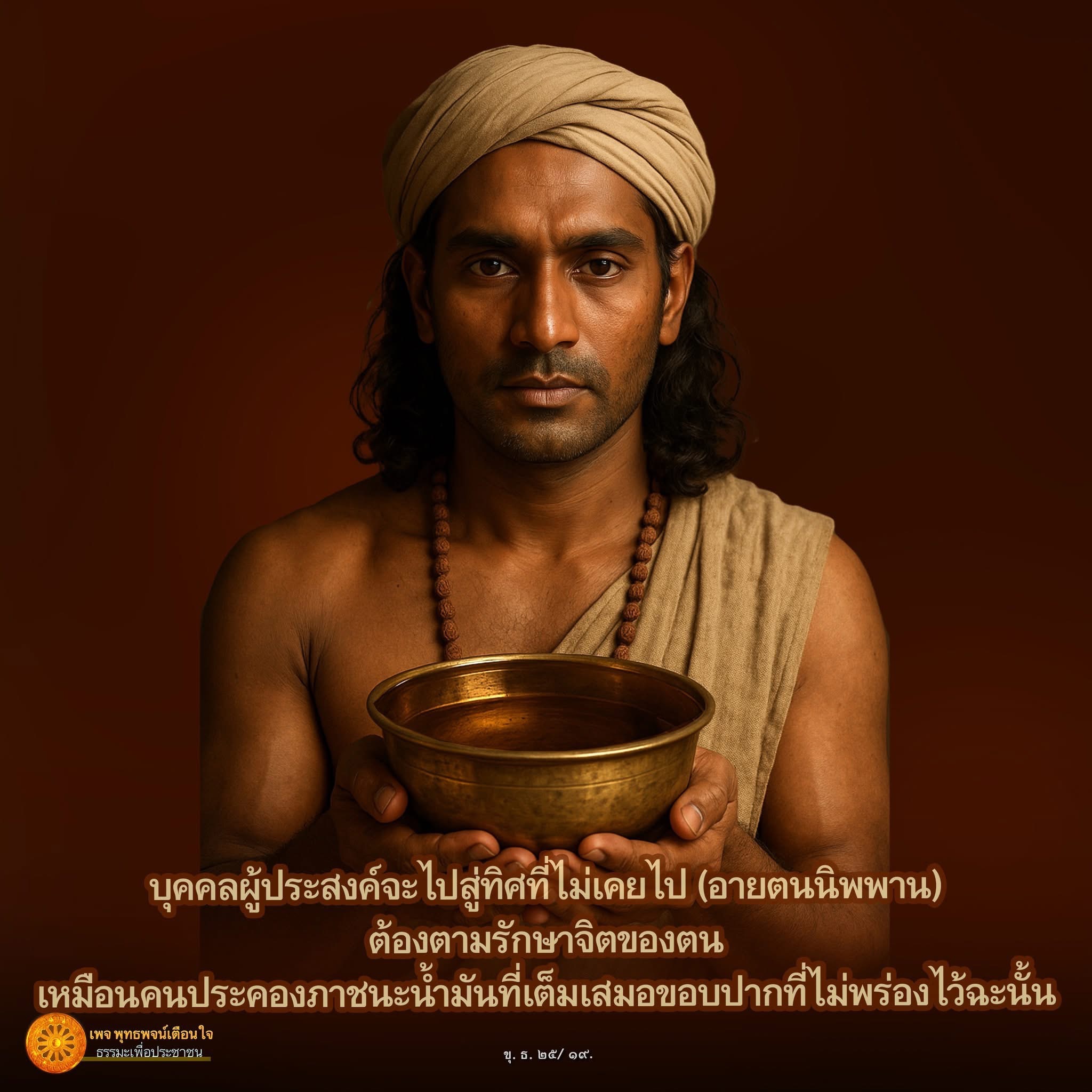 ค้นพบแนวทางการรักษาจิตเพื่อไปสู่ทิศที่ไม่เคยไปตามหลักธรรมของพระพุทธเจ้า เรียนรู้วิธีการประคองจิตใจให้มั่นคงเหมือนกับการถือภาชนะน้ำมันที่เต็มเสมอขอบปาก เพื่อให้คุณสามารถเข้าถึงอายตนนิพพานได้อย่างแท้จริง