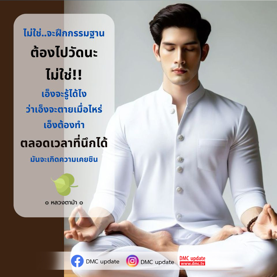 เรียนรู้การฝึกกรรมฐานที่วัดตามคำสอนของหลวงตาม้า เพื่อค้นพบความสงบในจิตใจและเตรียมตัวสำหรับชีวิตและความตาย พร้อมอัปเดตข่าวสารจาก DMC ที่จะช่วยเสริมสร้างความรู้และจิตสำนึกในการปฏิบัติธรรม