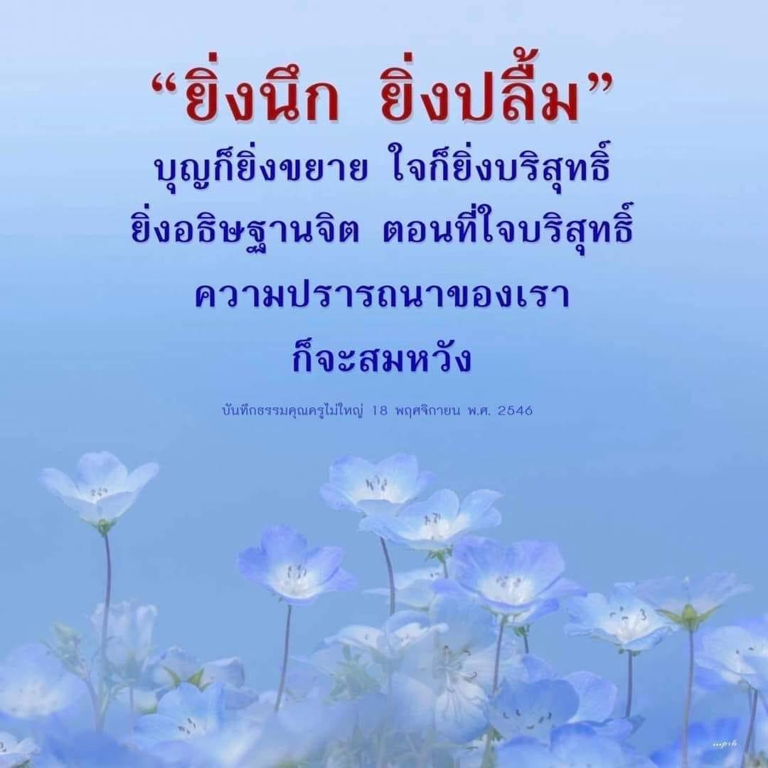 สำรวจแนวคิด 'ยิ่งนึก ยิ่งปลื้ม' ที่เกี่ยวข้องกับการขยายบุญและการมีใจบริสุทธิ์ พร้อมคำแนะนำในการอธิษฐานจิตเพื่อให้ความปรารถนาของเราเป็นจริง ผ่านบันทึกธรรมของครูไม่ใหญ่ วันที่ 18 พฤศจิกายน พ.ศ. 2546.