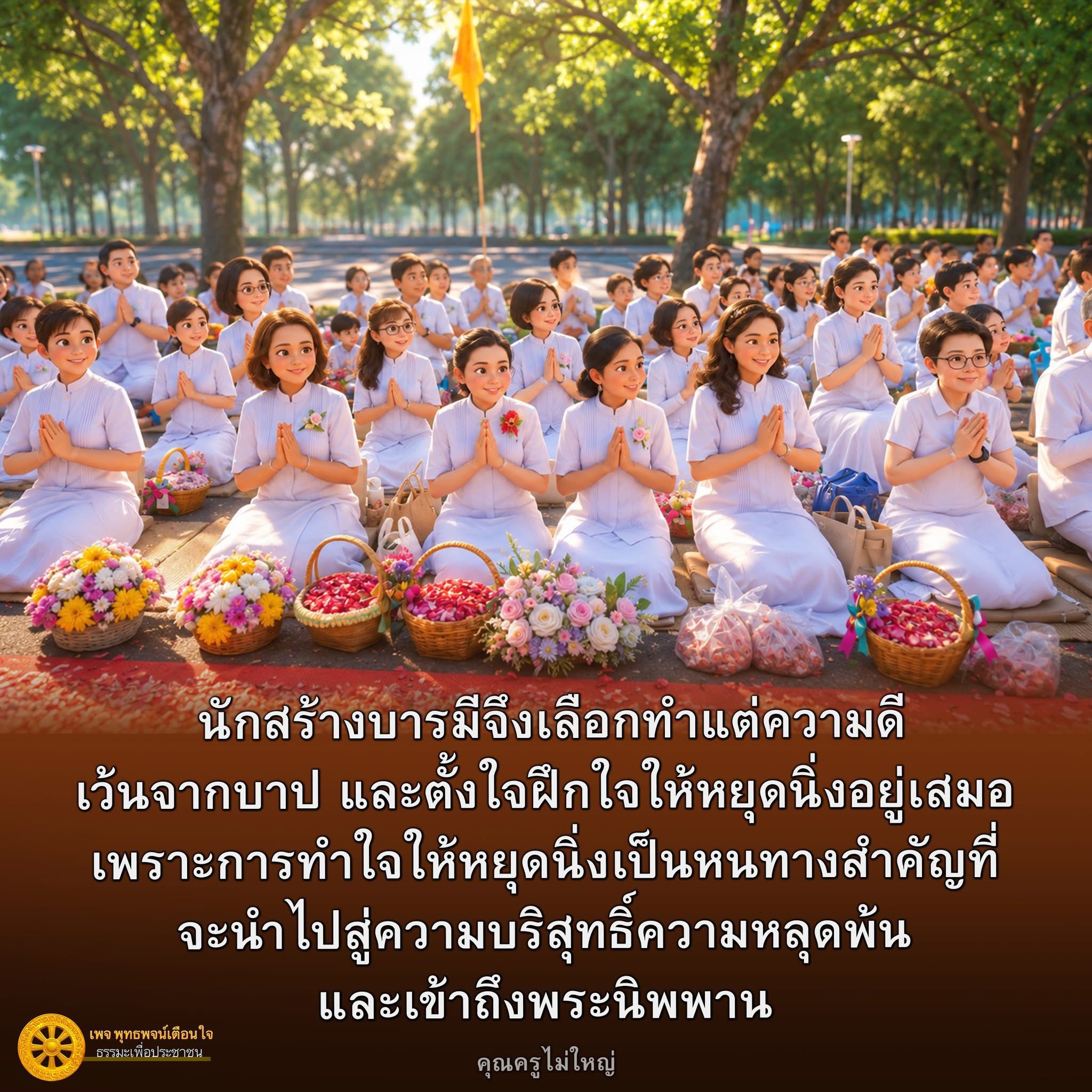 การสร้างบารมีด้วยความดีและการฝึกใจให้หยุดนิ่ง