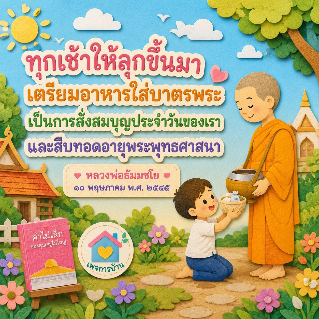 การทำบุญใส่บาตรทุกเช้า: สืบทอดพระพุทธศาสนา