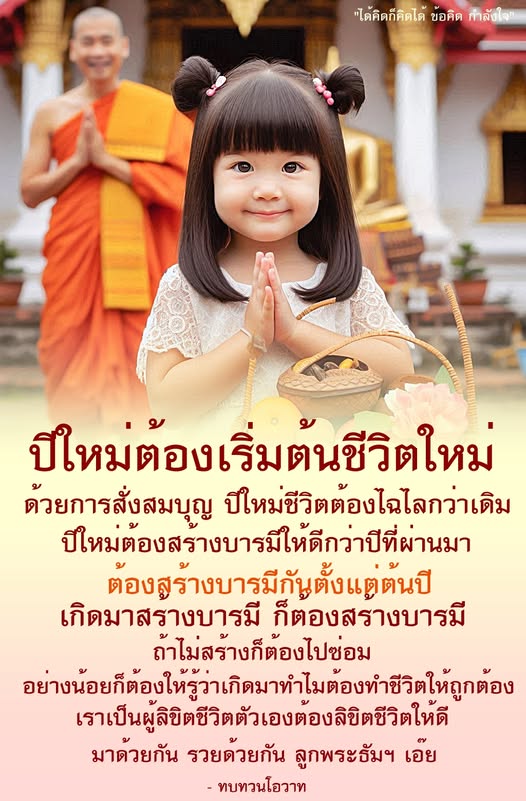 เริ่มต้นปีใหม่ด้วยข้อคิดและกำลังใจในการสร้างบารมีและทำชีวิตให้ถูกต้อง พร้อมทบทวนโอวาทเพื่อเป็นแนวทางในการพัฒนาตนเองในปีใหม่ที่ดีกว่าเดิม