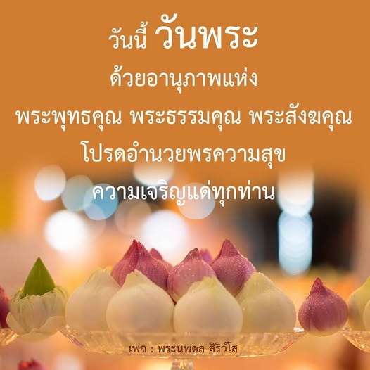 ร่วมเฉลิมฉลองวันพระด้วยอานุภาพแห่งพระพุทธคุณ พระธรรมคุณ และพระสังฆคุณ เพื่ออำนวยพรความสุขและความเจริญแด่ทุกท่านในเพจพระนพดล สิริวํโส