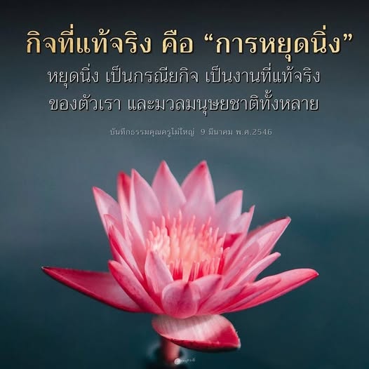 ค้นพบความหมายของ 'การหยุดนิ่ง' ที่เป็นกรณียกิจที่แท้จริงของเราและมวลมนุษยชาติ ผ่านบันทึกธรรมของครูไม่ใหญ่ในวันที่ 9 มีนาคม พ.ศ.2546