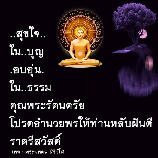 ร่วมแบ่งปันความสุขใจในบุญและอบอุ่นในธรรม พร้อมคำอวยพรจากพระรัตนตรัย เพื่อให้ทุกท่านหลับฝันดีในราตรีนี้ โดยเพจพระนพดล สิริวํโส