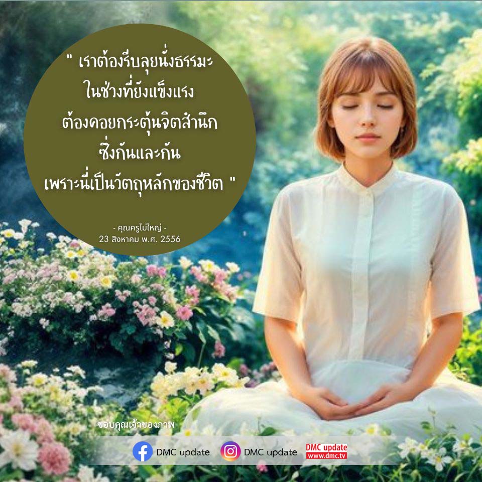 เรียนรู้วิธีการนั่งธรรมะเพื่อกระตุ้นจิตสำนึกและเสริมสร้างชีวิตที่มีคุณค่า จากคำสอนของคุณครูไม่ใหญ่ พร้อมติดตามข่าวสารและอัปเดตจาก DMC.