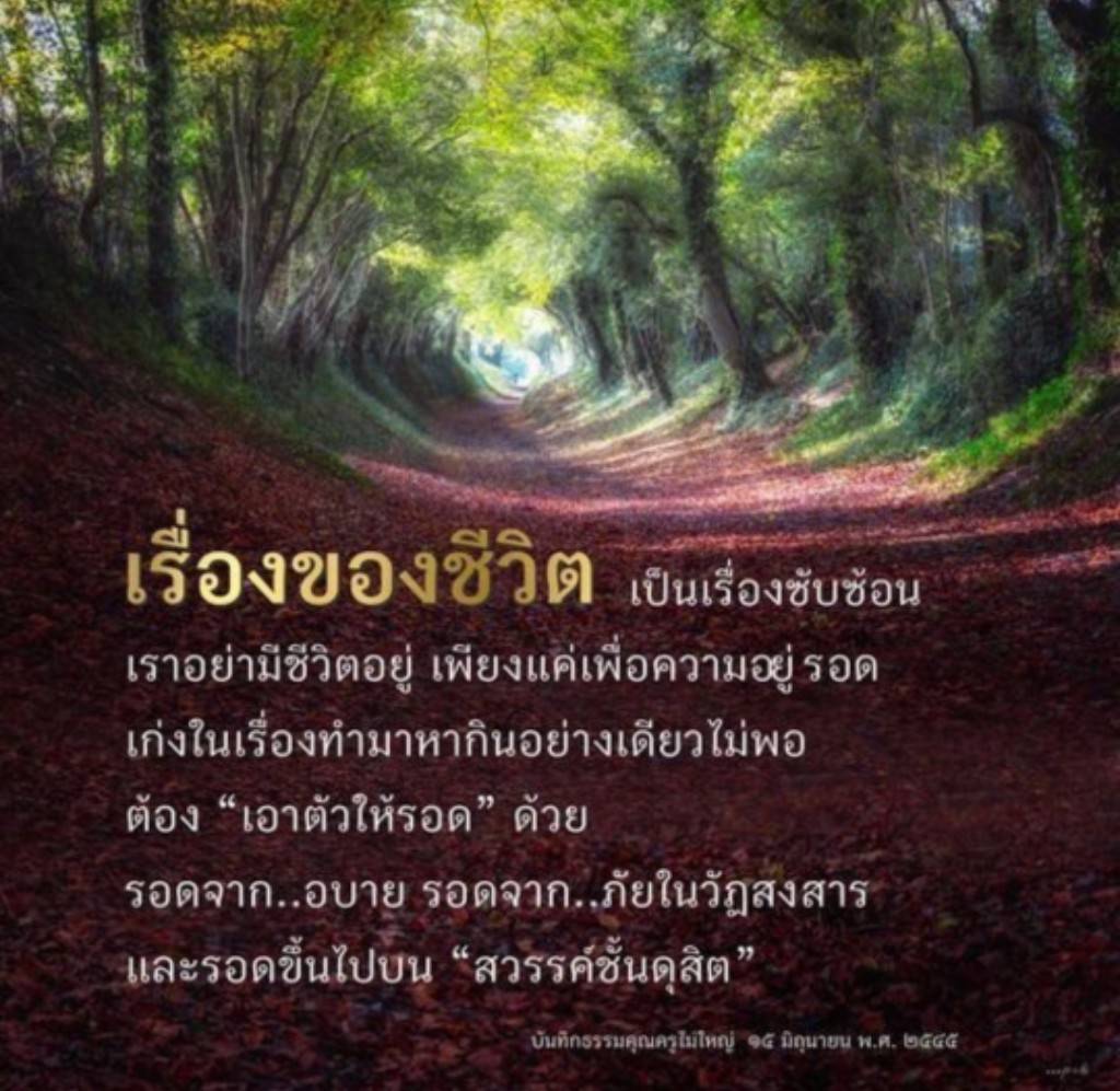 ค้นพบความหมายที่ลึกซึ้งของชีวิตที่มากกว่าการอยู่รอด ด้วยการเรียนรู้วิธีการเอาตัวให้รอดจากอบายและภัยในวัฏสงสาร เพื่อขึ้นไปสู่สวรรค์ชั้นดุสิต ผ่านบันทึกธรรมจากคุณครูไม่ใหญ่.