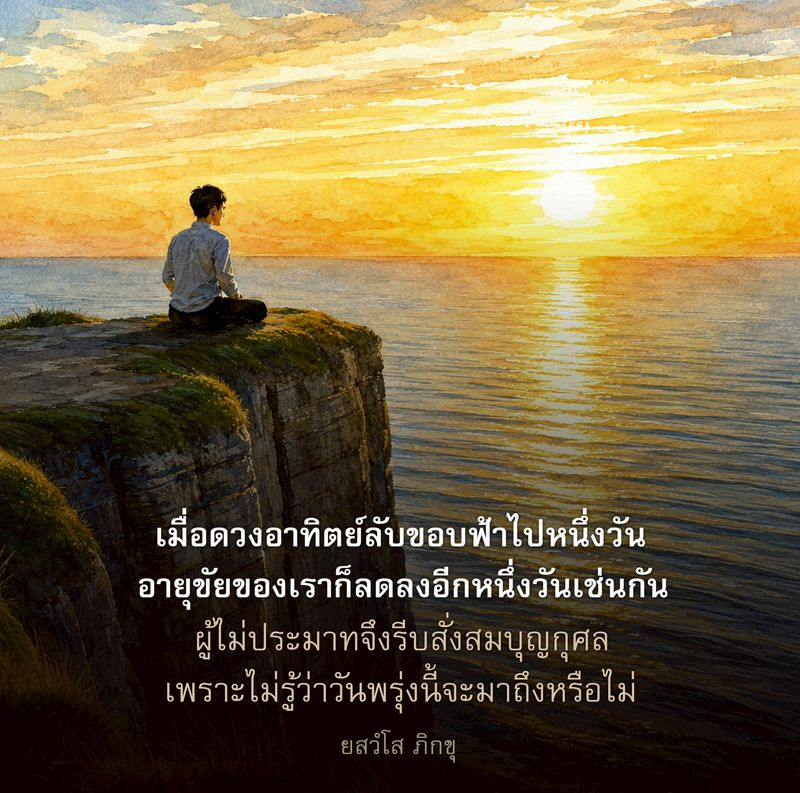 เมื่อดวงอาทิตย์ลับขอบฟ้า: การสั่งสมบุญกุศลในชีวิต