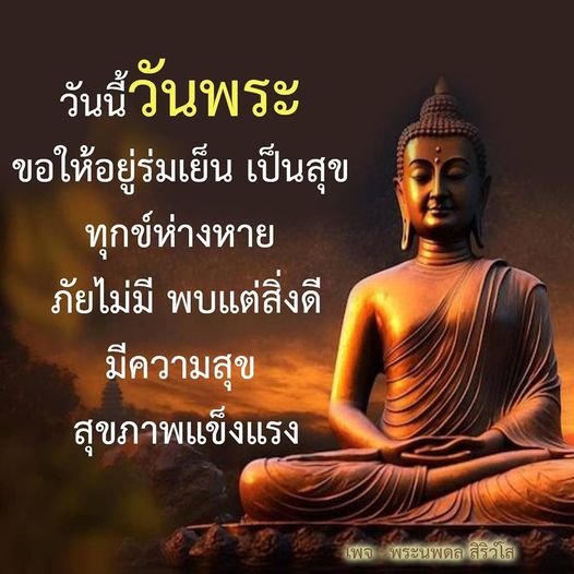 วันนี้วันพระ ขอให้ทุกคนอยู่ร่มเย็น เป็นสุข ทุกข์ห่างหาย พบแต่สิ่งดี มีสุขภาพแข็งแรง และความสุขในชีวิตตามคำอธิษฐานจาก ฟ้า พระนพดล สิริวโส