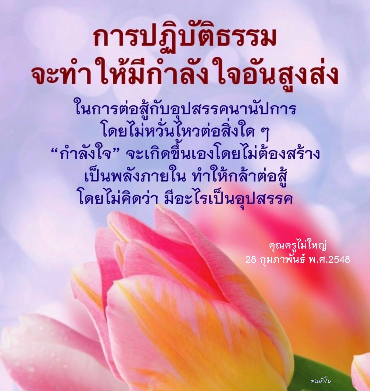 ค้นพบวิธีการปฏิบัติธรรมที่จะช่วยเสริมสร้างกำลังใจอันสูงส่งในการต่อสู้กับอุปสรรคต่าง ๆ โดยไม่หวั่นไหวต่อสิ่งใด พร้อมกับการสร้างพลังภายในที่ทำให้คุณกล้าหาญและมีความมั่นใจในการเผชิญหน้ากับความท้าทายในชีวิต