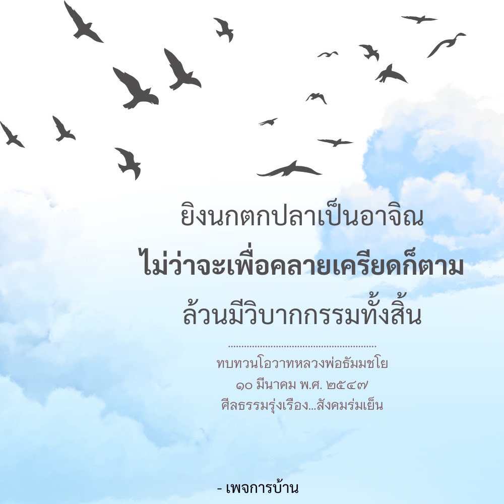 ยิงนกตกปลาเพื่อคลายเครียด: วิบากกรรมและศีลธรรมในสังคม
