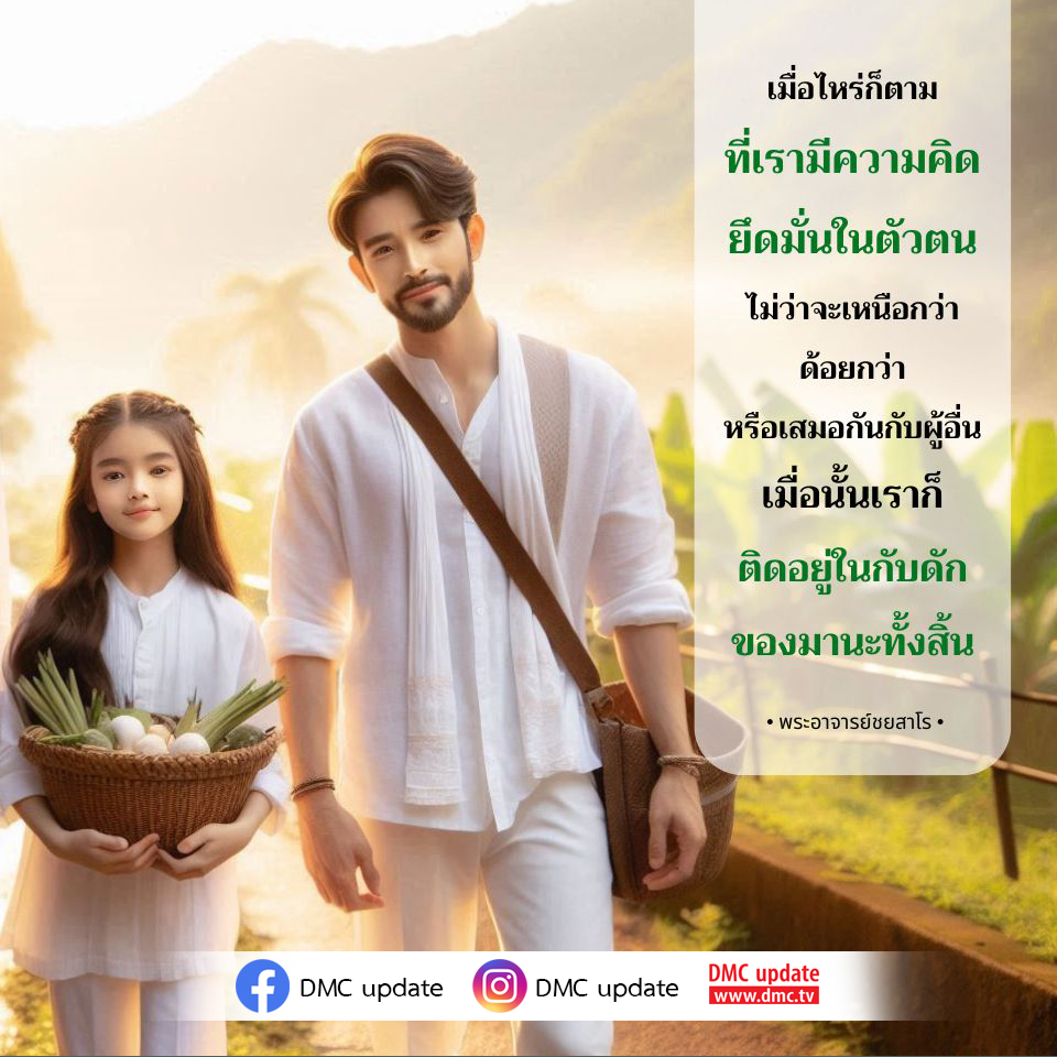 ติดตามอัปเดตจาก DMC ที่นำเสนอความคิดเกี่ยวกับการพัฒนาจิตใจและการยึดมั่นในตัวตน โดยพระอาจารย์ชยสาโร เพื่อช่วยให้คุณหลุดพ้นจากกับดักของมานะทังสินและพัฒนาตนเองอย่างมีสติ.