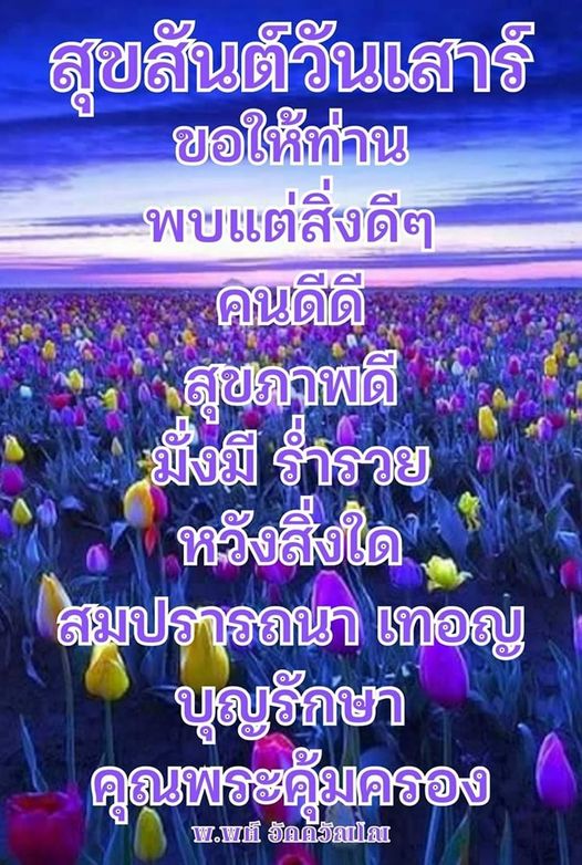สุขกันวันเสาร์ เป็นวันที่เราได้พบแต่สิ่งดีๆ คนดีดี และสุขภาพที่ดี ขอให้ทุกท่านมีความมั่งมีร่ำรวยและสมปรารถนาในทุกสิ่งที่หวัง พร้อมกับการได้รับบุญรักษาและคุณพระคุ้มครองในชีวิต