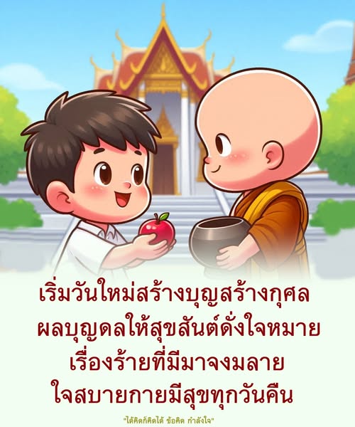 เริ่มวันใหม่ด้วยการสร้างบุญและกุศล เพื่อให้ชีวิตมีความสุขและเต็มไปด้วยกำลังใจ พร้อมข้อคิดดีๆ ที่จะช่วยให้ใจสบายและกายมีสุขทุกวันคืน
