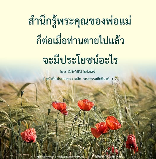 เรียนรู้ความสำคัญของการสำนึกรู้พระคุณของพ่อแม่ก่อนที่จะสายเกินไป โดยเฉพาะเมื่อท่านไม่อยู่แล้ว คำสอนจากหนังสือประกายความคิด พระธรรมกิตติวงศ์ ที่จะช่วยกระตุ้นจิตสำนึกในการเคารพและรักพ่อแม่