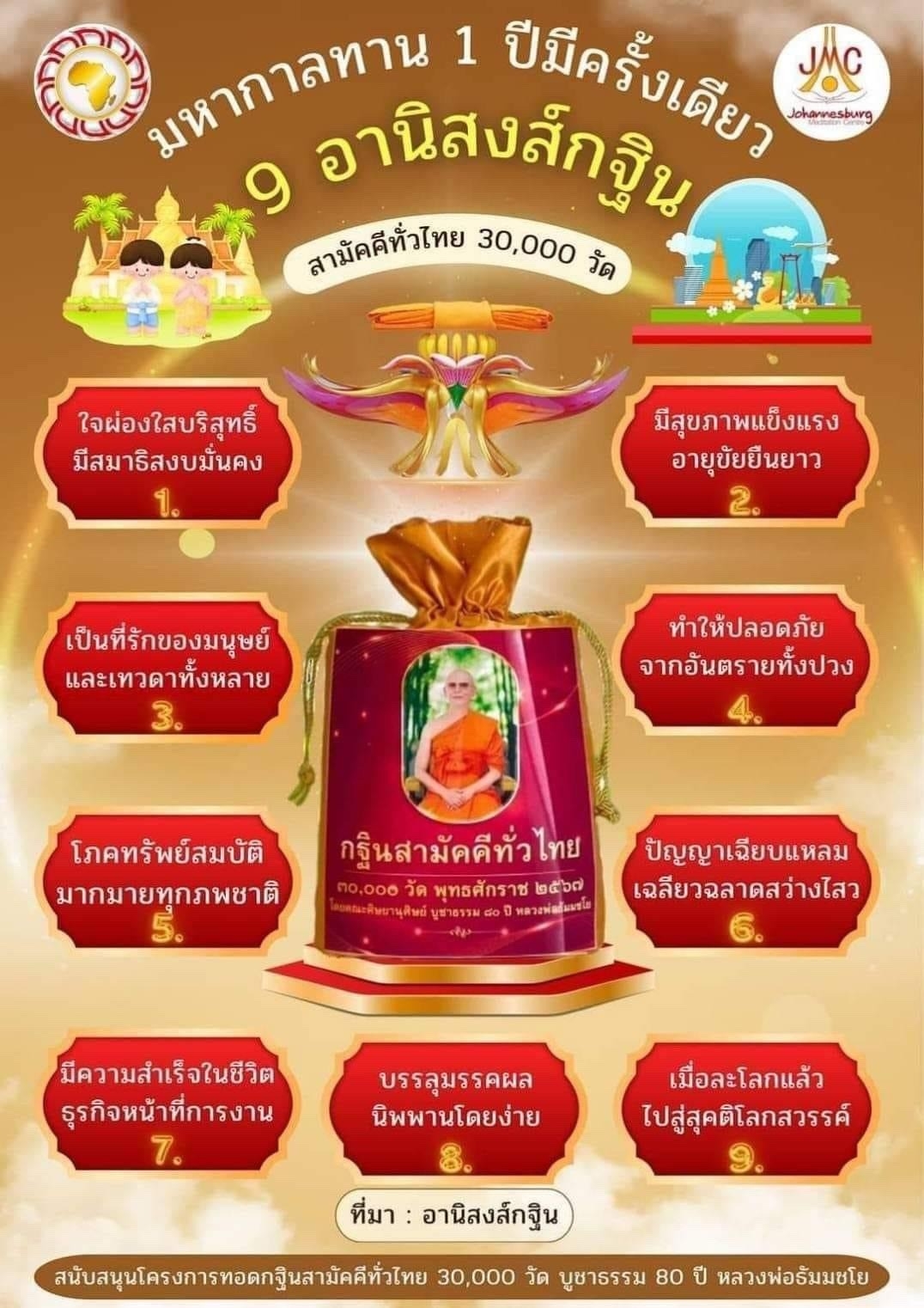 เข้าร่วมโครงการทอดกฐินสามัคคีทั่วไทย 30,000 วัด เพื่อสร้างอานิสงส์ที่ยิ่งใหญ่ในชีวิต ทั้งสุขภาพแข็งแรง อายุยืนยาว และความสำเร็จในทุกด้าน พร้อมทำให้จิตใจผ่องใสและเข้าถึงนิพพานได้โดยง่าย