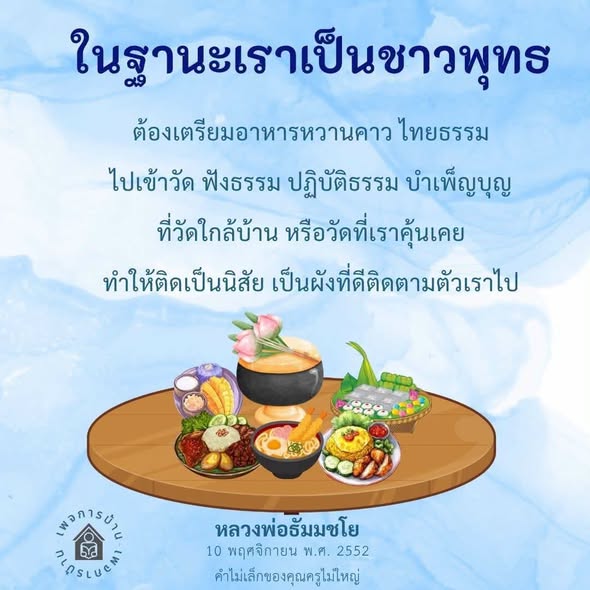 การเตรียมอาหารไทยธรรมสำหรับเข้าวัด ฟังธรรม และปฏิบัติธรรม