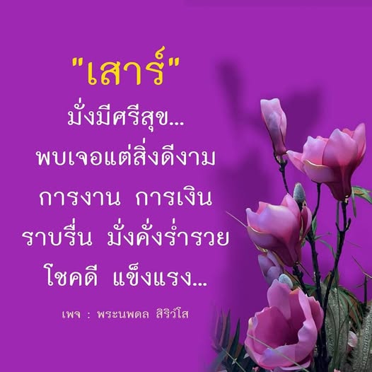 เสาร์นี้ พบเจอแต่สิ่งดีงามในชีวิต การงานและการเงินราบรื่น มั่งคั่งร่ารวย พร้อมโชคดีและแข็งแรง ติดตามข้อมูลเพิ่มเติมจากเพจ พระนพดล สิริวํโส