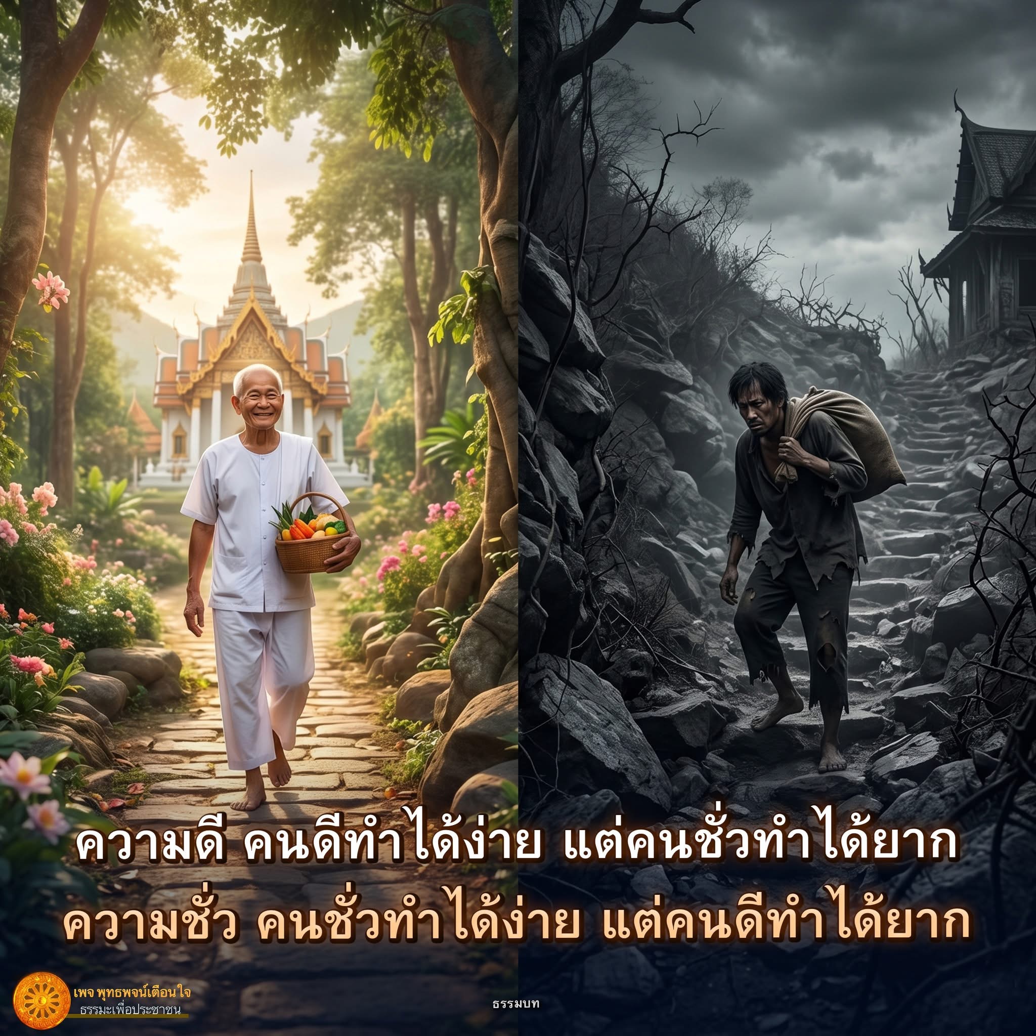 พุทธพจน์เตือนใจ: ความดีและความชั่วในชีวิต